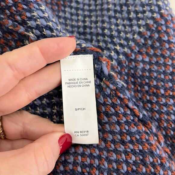 Lucky Brand Cardigan Womens Small Blue Long Duster Ikat Wool Blend Boho Western - Picture 6 of 7